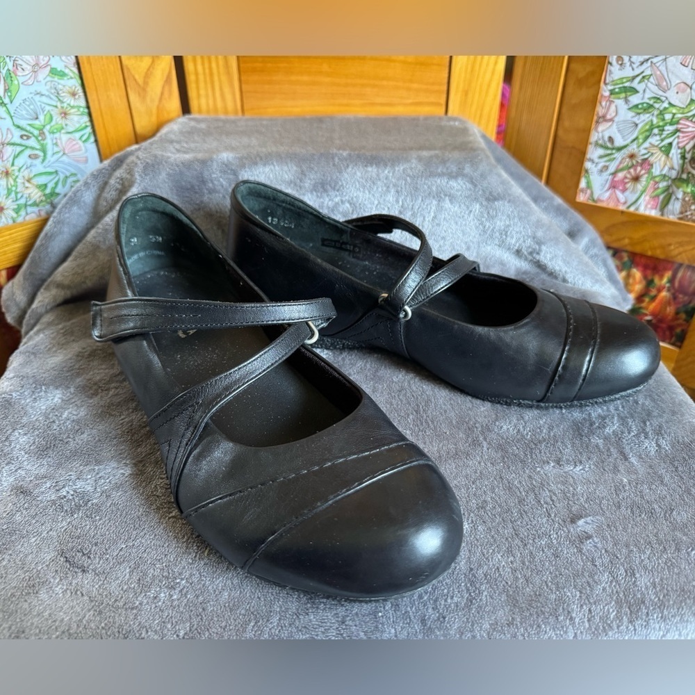 ZIERA Xtreme Black Leather Super Support Mary Jane Comfort Shoes Sz40 US 9-9.5